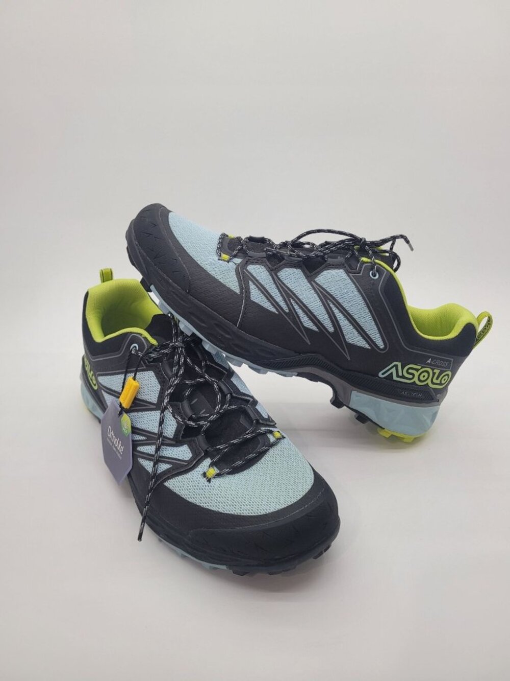 NWT Asolo Lady's Softrock Fastpacking Hiking Shoes Black Celadon Blue Size 8.5